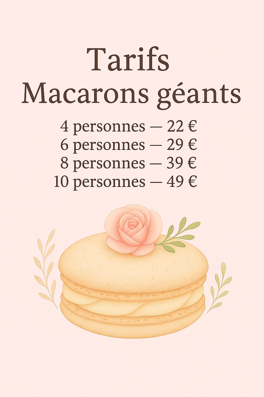 Tarifs Macarons Géants
